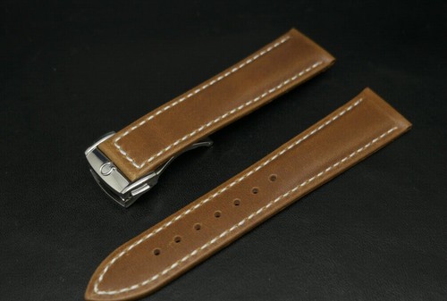 20mm brown leather watch strap - brown,